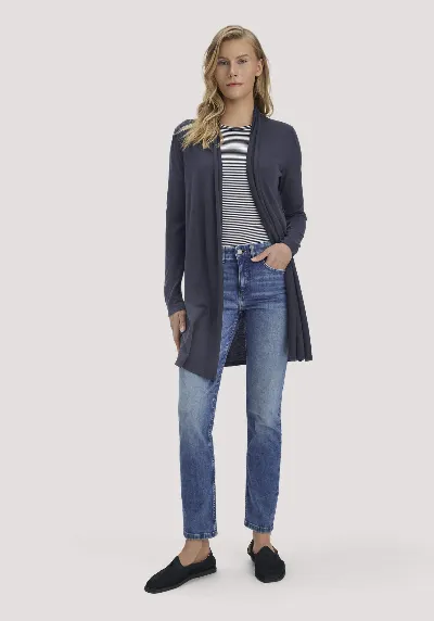 hessnatur hessnatur Damen Strick Jacke Regular aus TENCEL™ Lyocell und Bio-Baumwolle - blau