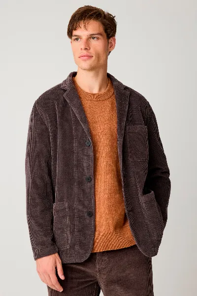 KnowledgeCotton Apparel KnowledgeCotton Apparel Herren vegan Blazer Corduroy Schokoladentorte