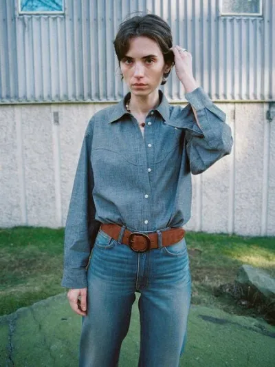 Nudie Jeans Nudie Jeans Daisy Chambray Western Shirt Blue, Bluse für Damen aus GOTS zertifizierter Bio-Baumwolle