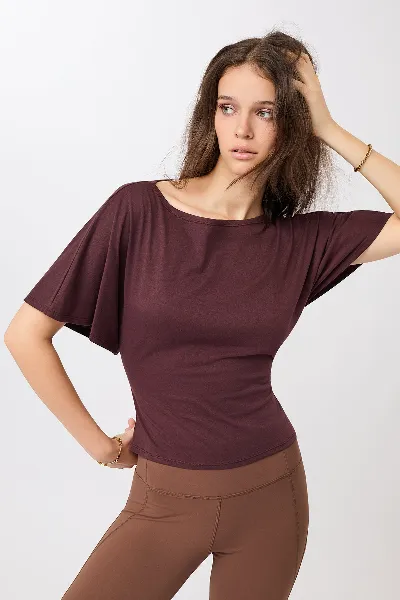 mandala MANDALA Damen vegan T-Shirt Mit Schleife Am Rücken Ruby