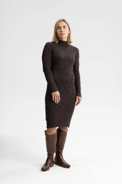 MELA MELA Damen vegan Kleid Shivani Rib Dunkelbraun