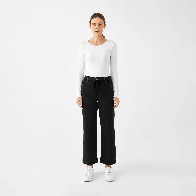 DAWN DEW Flared Cropped Soft Denim