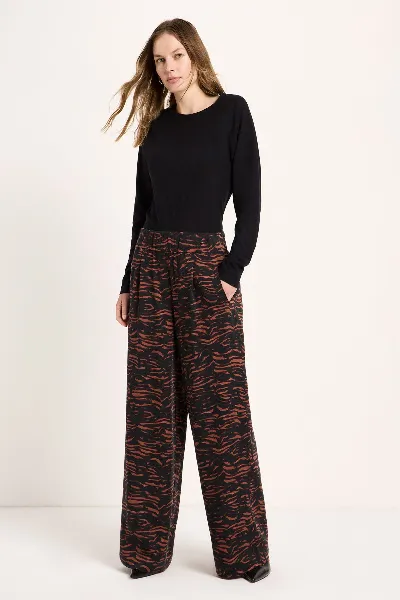 Lanius Hose Mit Weitem Bein Animal Stripes Braun