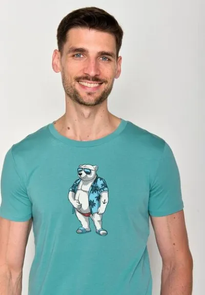 GreenBomb GREENBOMB Animal Beach Bear Guide - Sportliches T-Shirt aus Bio-Baumwolle / hochwertiger Print / GOTS / Fair & Vegan