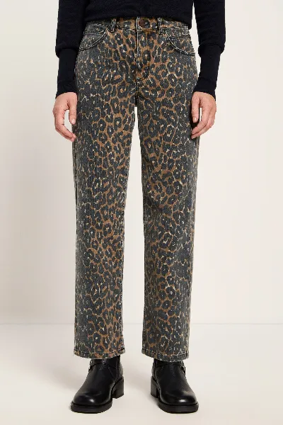 Lanius Jeans Relaxed Leo Print Braun