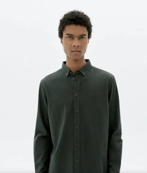 thinking mu thinking mu Microchecks Dark Eucaliptus Ant Shirt