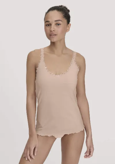 hessnatur hessnatur Damen Tanktop COTTON FEEL LACE aus Bio-Baumwolle - rosa