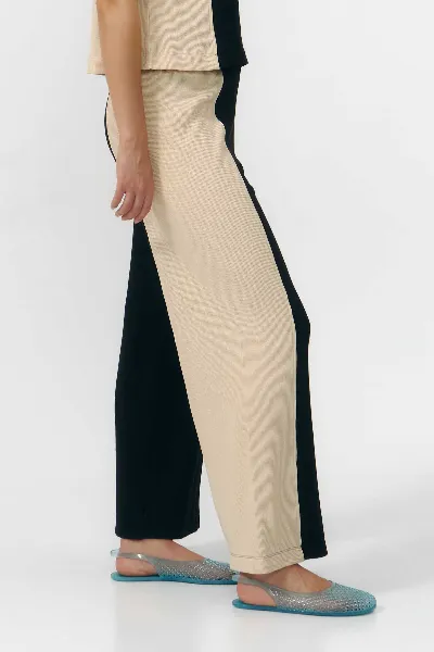 SUITE13LAB SUITE13LAB Damen vegan Hose Belino Bicolor Schwarz/Beige
