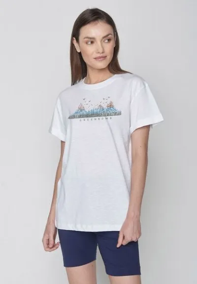 GreenBomb GREENBOMB Nature Mountain Colours Stop - Lässiges T-Shirt aus Bio-Baumwolle / hochwertiger Print / Fair & Vegan