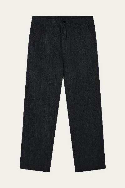 KnowledgeCotton Apparel KnowledgeCotton Apparel Herren vegan Hose Fig Loose Leinen Mix Black Jet