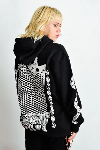 Plant Faced Clothing Plant Faced Clothing Damen vegan Make The Connection Hoodie - Zwart