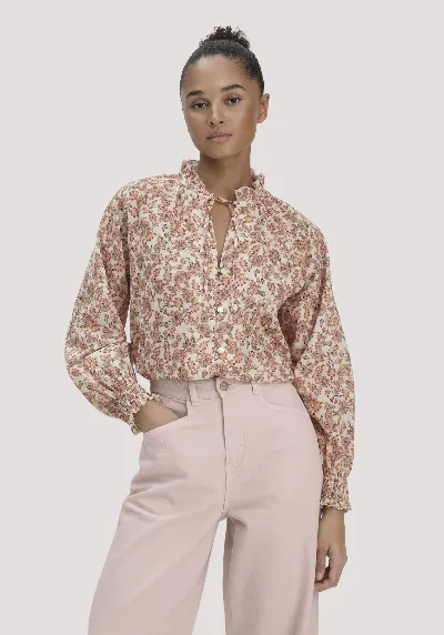 hessnatur hessnatur Damen Print Bluse Relaxed aus Bio-Baumwolle - beige
