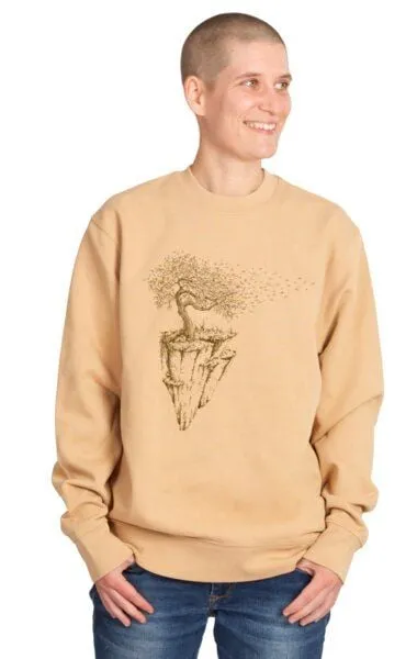 Life-Tree Life-Tree Sweater aus Biobaumwolle Fairwear Unisex Maple Island in Latte