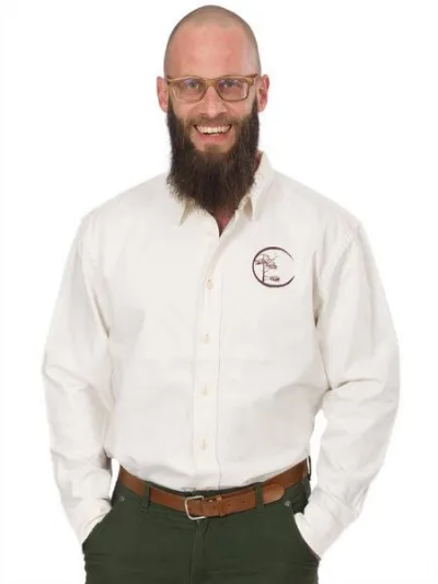 Life-Tree Life-Tree Hemd aus Biobaumwolle Fairwear für Herren Circle mit Brust-Logo in Natur