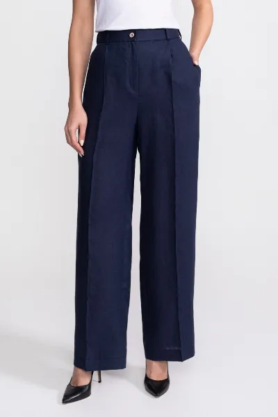 De IONESCU De IONESCU Damen vegan Hose Figa Leinen Marineblau