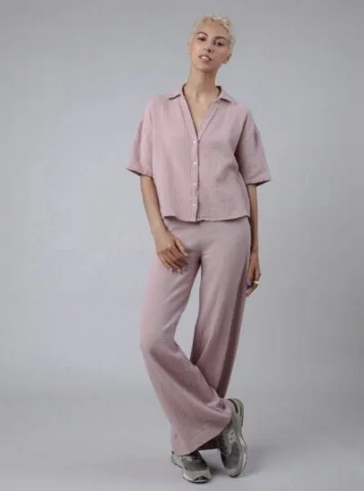 Brava Fabrics Brava Fabrics Bubble Wide Leg Cotton Pants Light Pink