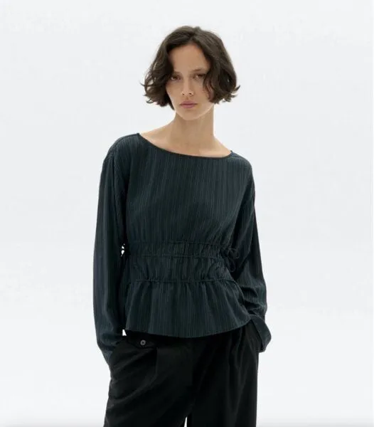 thinking mu thinking mu Dark Green Devin Blouse