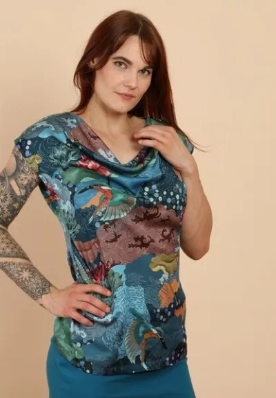 Die rote Zora Die rote Zora Wassesrfallbluse Kingfisher