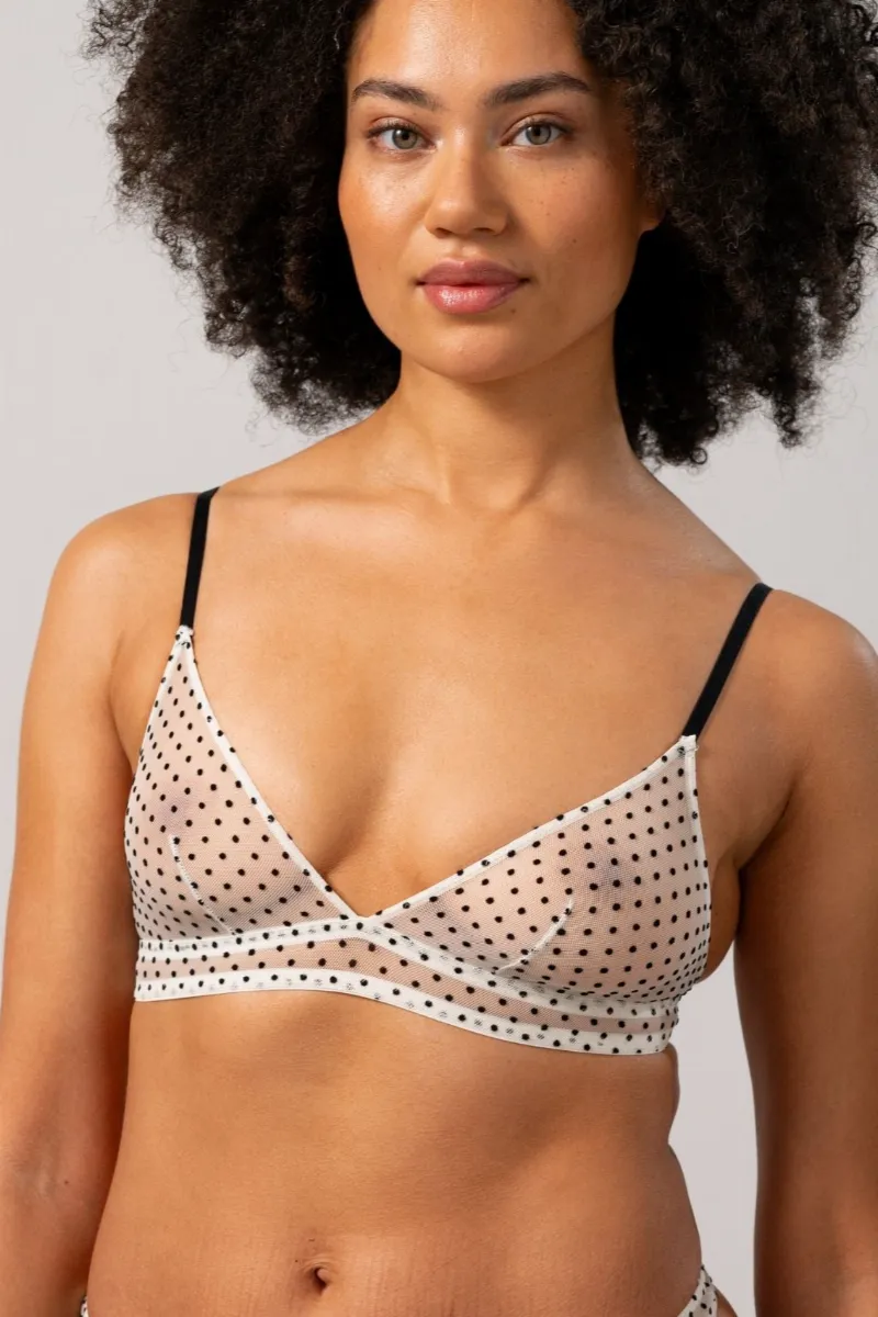 Understatement Understatement Damen vegan Mesh Triangle Bralette Creme/Schwarz Creme/