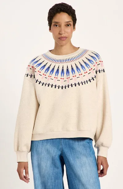 LANIUS Lanius Damen vegan Sweatshirt Statement Creme Multi