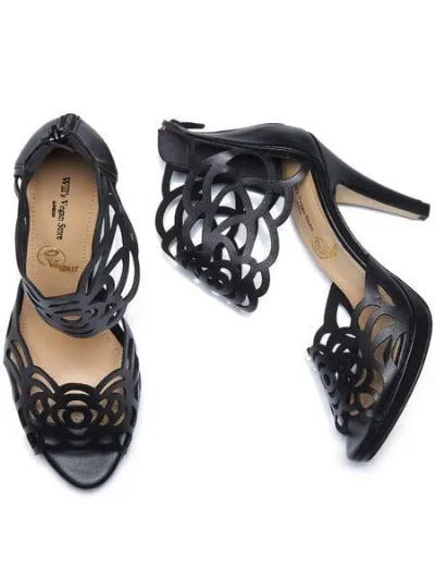 Will's Vegan Shop Will's Vegan Shop Laserschnitt schwarze High Heels