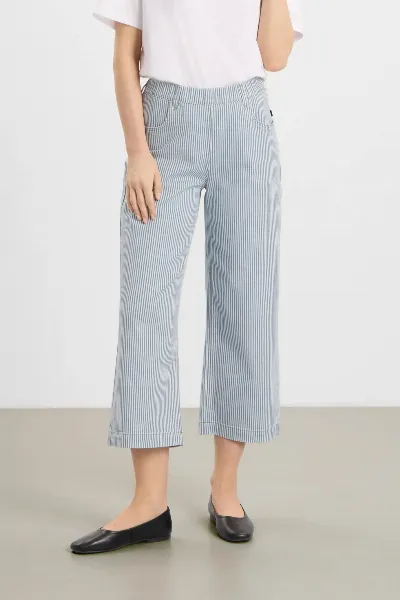 LAURIE LAURIE Damen vegan Hose Donna Locker Geschnitten WeiÃŸ/Blau Gestreift
