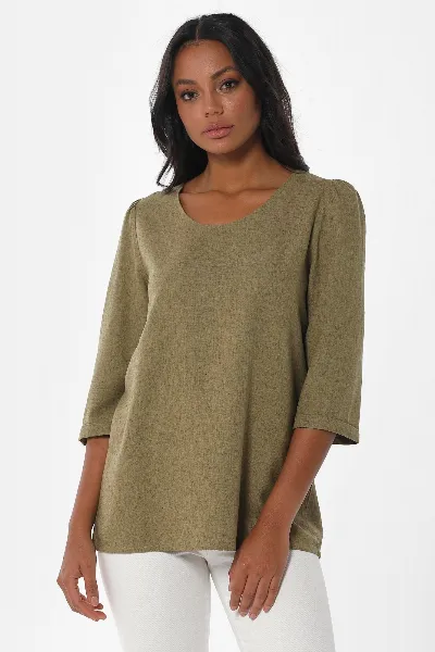 ORGANICATION ORGANICATION Damen vegan Bluse 3/4 Ã„rmel OlivgrÃ¼n