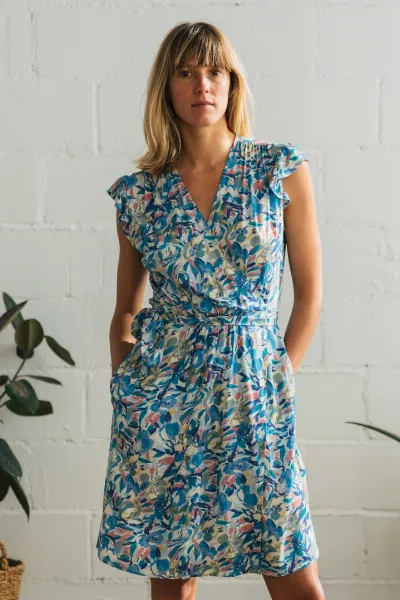 TWOTHIRDS TWOTHIRDS Damen vegan Kleid Ankoko Gebürstete Blumen