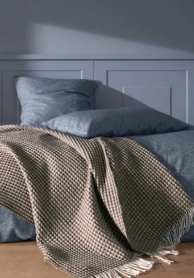 hessnatur hessnatur Flanell Bettwäsche-Set XABI aus Bio-Baumwolle - blau - Größe 155x220 / 80x80 cm