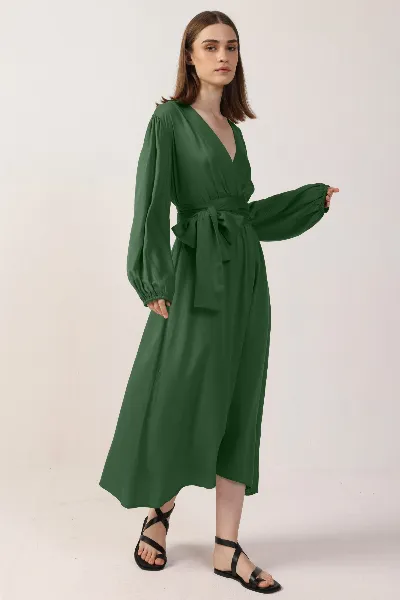 Neu Nomads Neu Nomads Damen vegan Kleid Rachel Langarm Moos