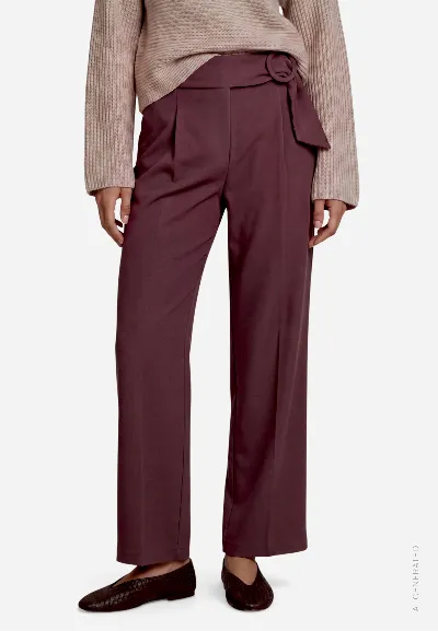 zero Damen Stoffhose  mit Gürtel