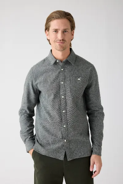 KnowledgeCotton Apparel KnowledgeCotton Apparel Herren vegan Hemd Flanell Forrest Night Grün/