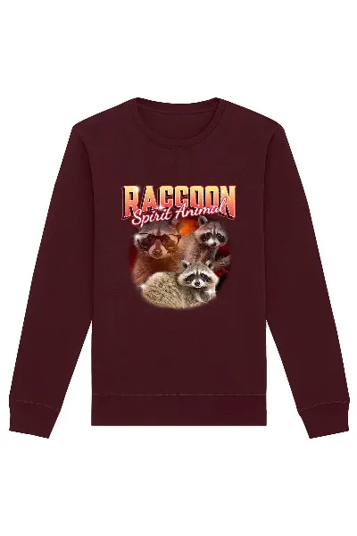 Oat Milk Club Oat Milk Club Damen vegan Sweatshirt Raccoon Spirit Animal Burgundy