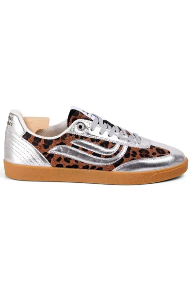 Genesis Genesis Damen vegan Sneaker G-Volley Animal-Print Silber/Leo