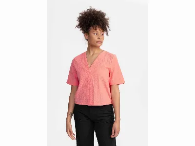 MELA MELA Bio-Damen-Bluse 'NALA' mit angedeuteter Knopfleiste, raspberry,