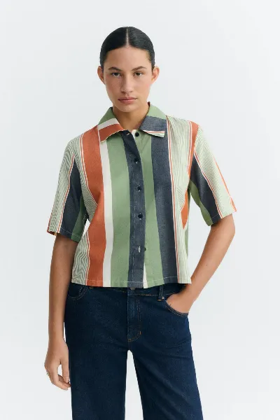 thinking mu Thinking MU Damen vegan Bluse Print Ane Multicolor Stripes