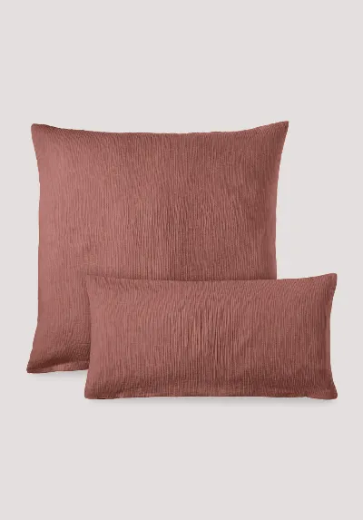 hessnatur hessnatur Musselin Kissenbezug aus Bio-Baumwolle - rot - Größe 40x80 cm
