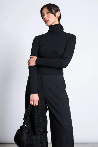 JAN N JUNE JAN 'N JUNE Damen vegan Top Minirib Rollkragenpullover Chuva