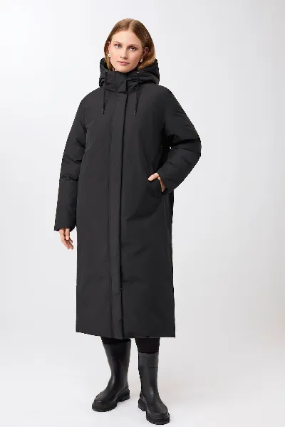 LangerChen LangerChen Damen vegan Langer Mantel Mit Kapuze