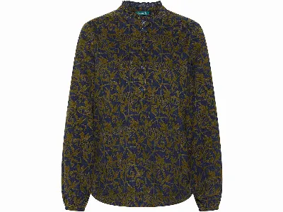 tranquillo tranquillo Bio-Damen-Cord-Bluse mit Rüschen-Kragen, stencil,