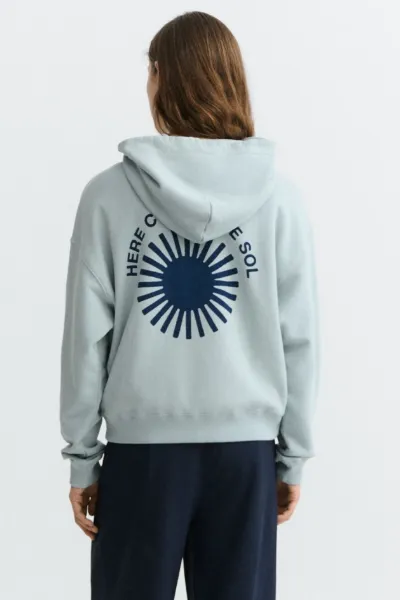 thinking mu Thinking MU Damen vegan Hoodie Mit Sonnenmotiv Auf Dem RÃ¼cken â€žvaleriaâ€œ, Blau