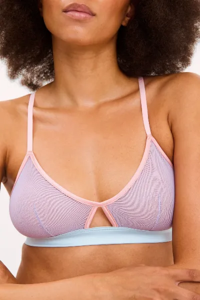 Understatement Understatement Damen vegan Bralette Triangel Mesh Cut Out Pastell Flieder