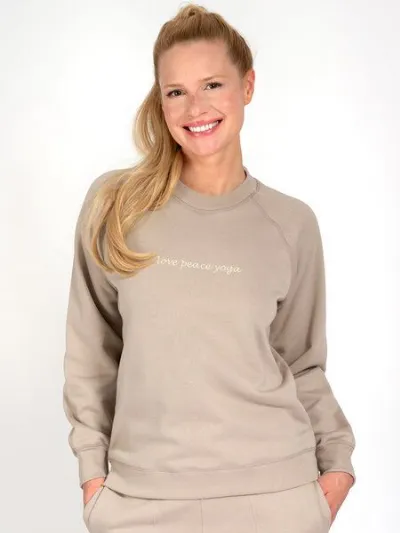 Magadi Magadi Damen Sweater BELLA mit Love- Peace- Yoga aus Sweat-Stoff