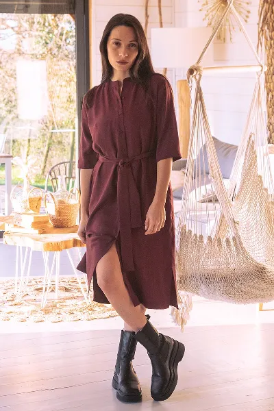 WiDDA WiDDA Damen vegan Shirt Dress Baya Wine Red