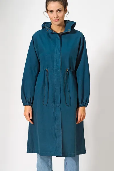HempAge Hempage Damen vegan Kapuzenmantel Reef In Teal