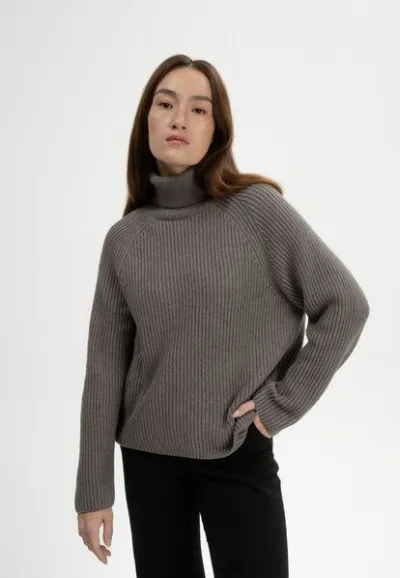 MELA MELA Rippstrick Rollkragenpullover Style CHIRHA aus 100% Bio-Baumwolle