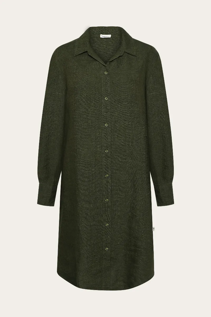 KnowledgeCotton Apparel KnowledgeCotton Apparel Damen vegan Kleid Klassisch Gebrannte Olive