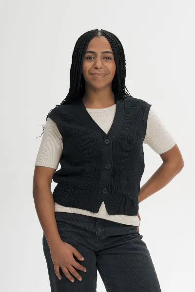 MELA MELA Damen vegan Strickweste Structured Bhoja