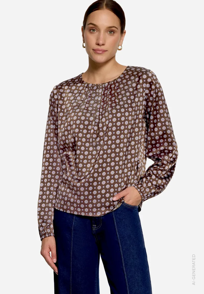 zero Satin-Bluse mit Print