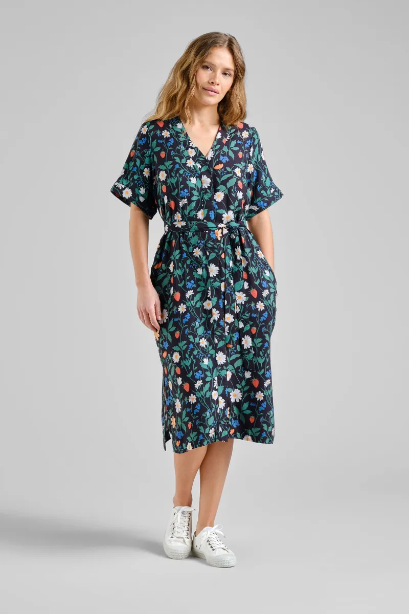 dedicated Kleid Kallvik Strawberry Field Schwarz